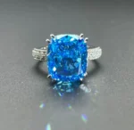 925 Silver Blue Cubic Zirconia Ring - Model ZHFR0217B - Image 3