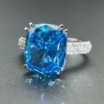 925 Silver Blue Cubic Zirconia Ring - Model ZHFR0217B - Image 4