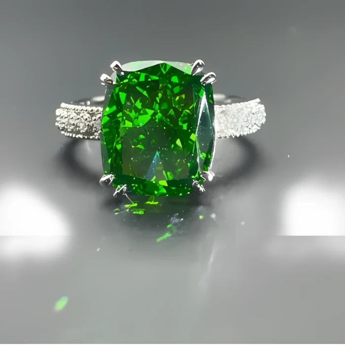 Green Cubic Zirconia Ring in 925 Silver - Model ZHFR0217L - Image 4