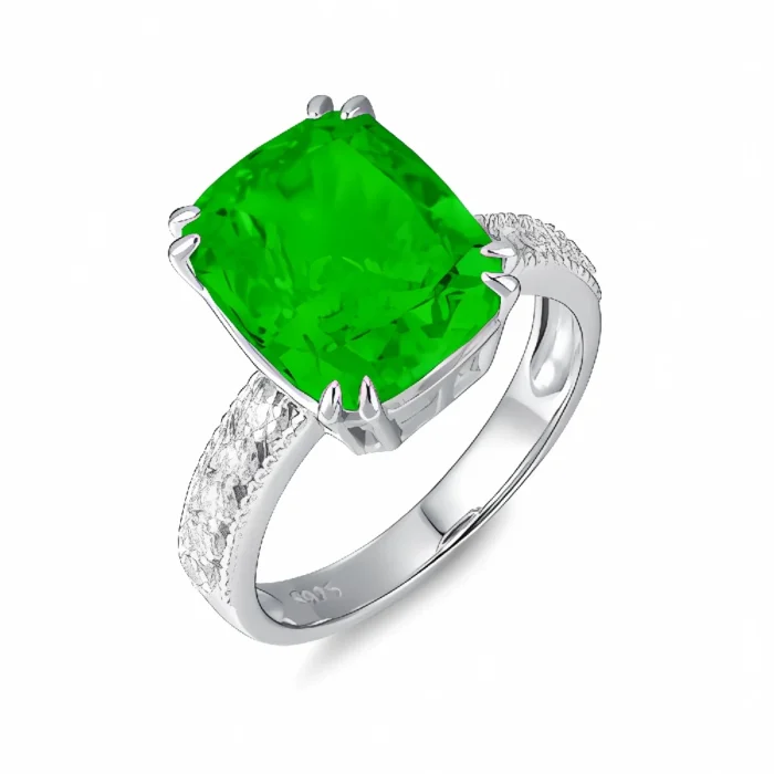 Green Cubic Zirconia Ring in 925 Silver - Model ZHFR0217L - Image 2