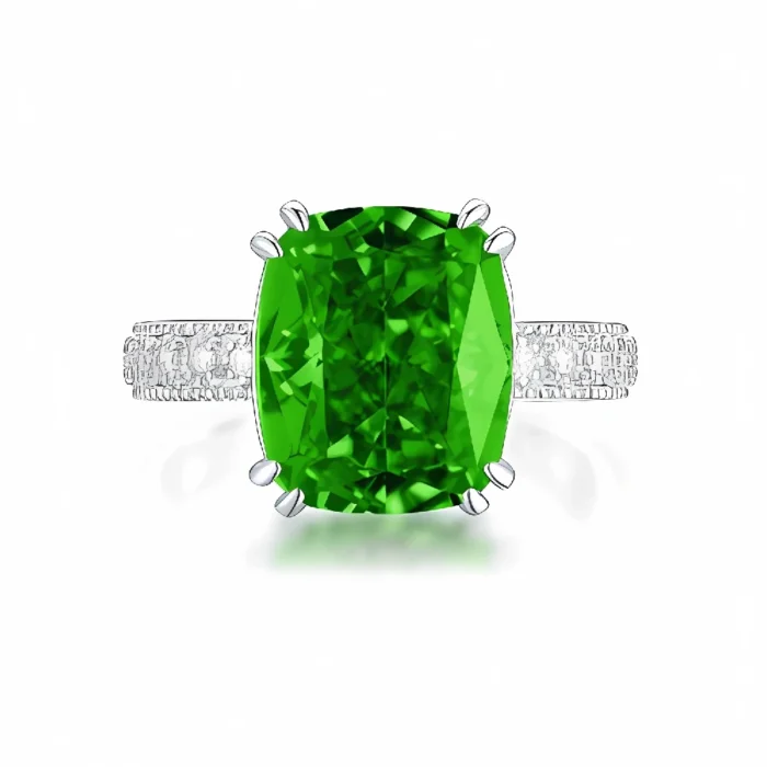 Green Cubic Zirconia Ring in 925 Silver - Model ZHFR0217L - Image 1