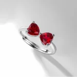 S925 Silver Lab-Created Ruby Ring - Model ZHFR1689R - Image 3