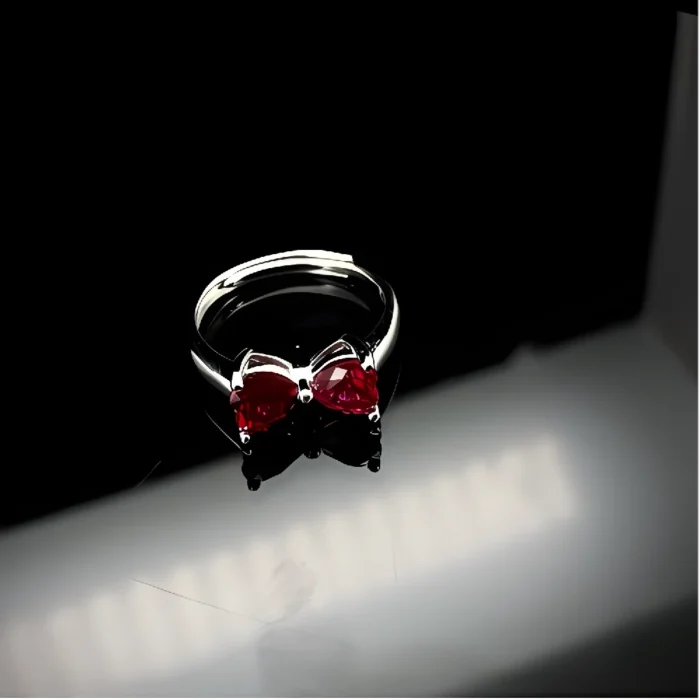 S925 Silver Lab-Created Ruby Ring - Model ZHFR1689R - Image 5