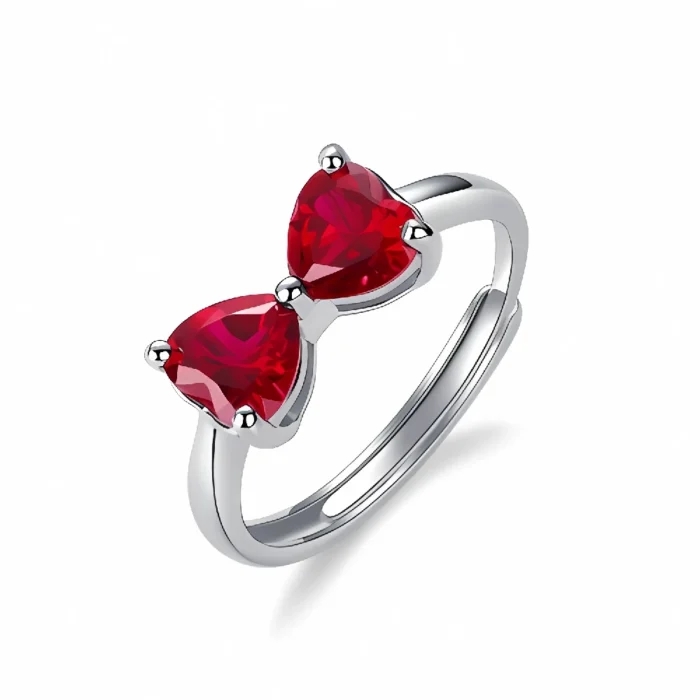 S925 Silver Lab-Created Ruby Ring - Model ZHFR1689R - Image 1