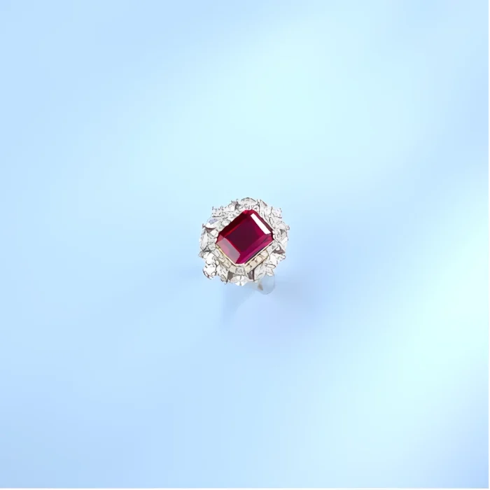 Lab-Created Ruby Necklace and Ring Set in 925 Silver - Model ZHFRP0233R (Chain Not Included) - Image 2