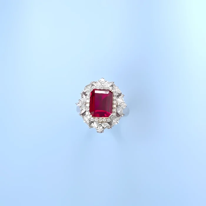 Lab-Created Ruby Necklace and Ring Set in 925 Silver - Model ZHFRP0233R (Chain Not Included) - Image 3