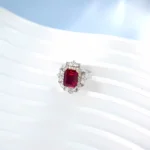 Lab-Created Ruby Necklace and Ring Set in 925 Silver - Model ZHFRP0233R (Chain Not Included) - Image 4