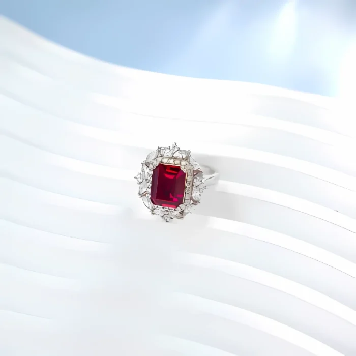 Lab-Created Ruby Necklace and Ring Set in 925 Silver - Model ZHFRP0233R (Chain Not Included) - Image 4