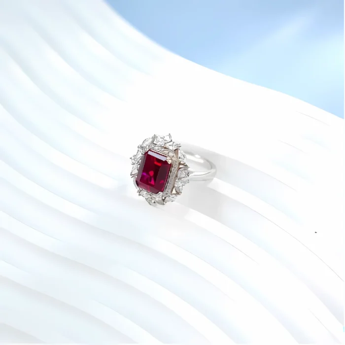 Lab-Created Ruby Necklace and Ring Set in 925 Silver - Model ZHFRP0233R (Chain Not Included) - Image 5