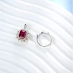 Lab-Created Ruby Necklace and Ring Set in 925 Silver - Model ZHFRP0233R (Chain Not Included) - Image 6