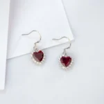 925 Silver Cultured Ruby Earrings ZHF-XY01R - Image 2