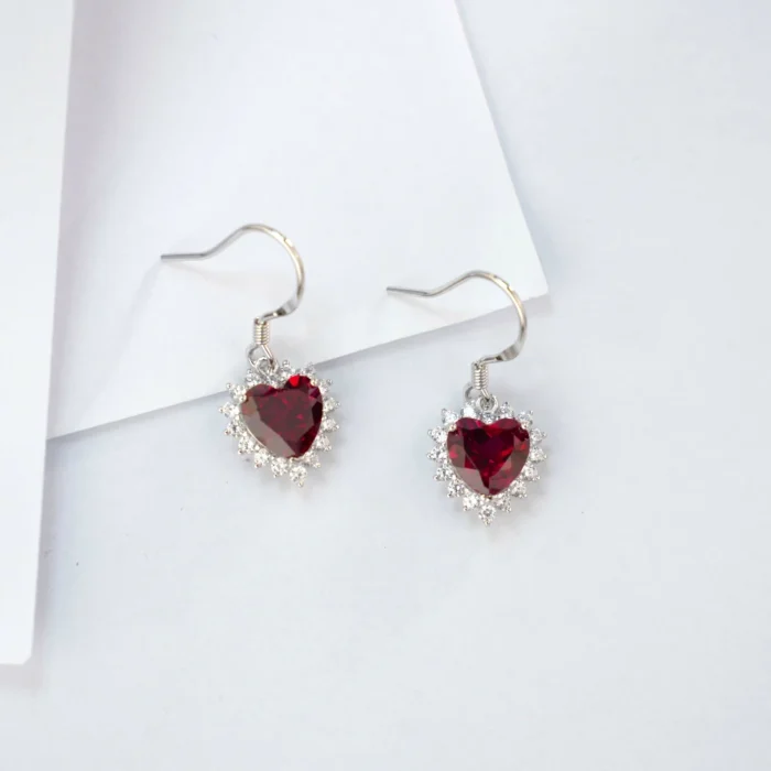 925 Silver Cultured Ruby Earrings ZHF-XY01R - Image 2