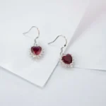 925 Silver Cultured Ruby Earrings ZHF-XY01R - Image 3