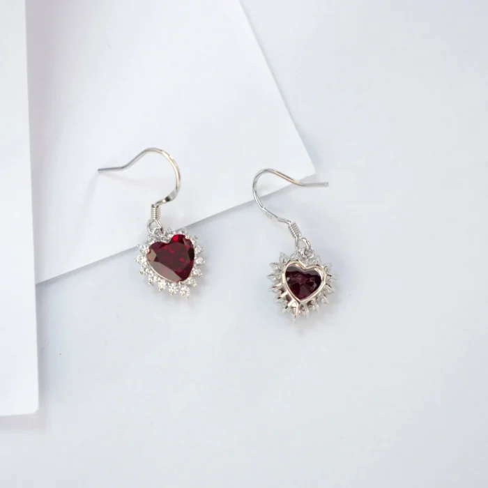 925 Silver Cultured Ruby Earrings ZHF-XY01R - Image 4