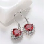 925 Silver Cultured Ruby Earrings ZHF-XY01R - Image 5