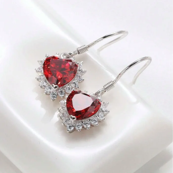 925 Silver Cultured Ruby Earrings ZHF-XY01R - Image 6