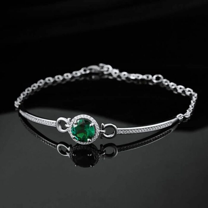925 Silver Cultured Emerald Bracelet 1CT B20202743 - Image 4