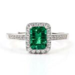 925 Silver Lab-Created Emerald Rectangular Ring - Model 2020060401