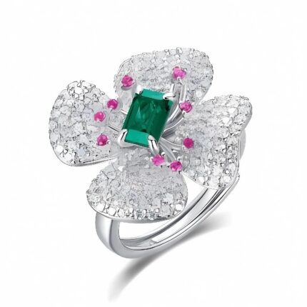 Lab-Created Emerald Ring in 925 Silver - Model 213JR0003