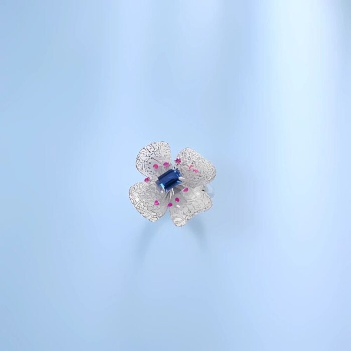Lab-Created Blue Sapphire Ring in 925 Silver - Model 213JR0003B - Image 3