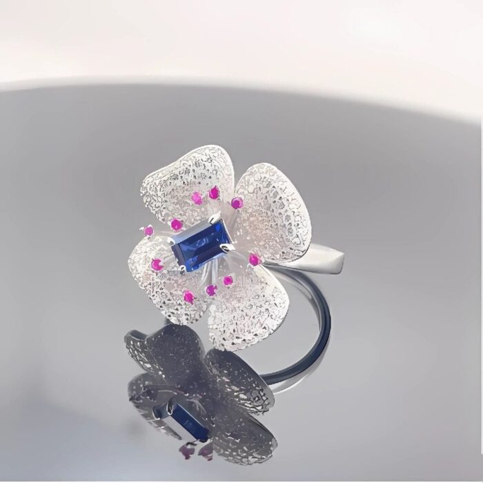 Lab-Created Blue Sapphire Ring in 925 Silver - Model 213JR0003B - Image 5
