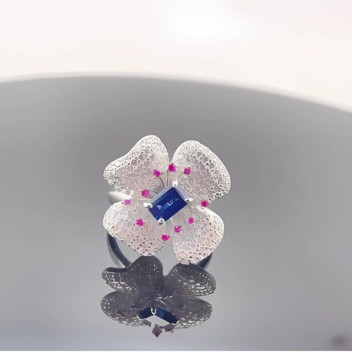 Lab-Created Blue Sapphire Ring in 925 Silver - Model 213JR0003B - Image 6