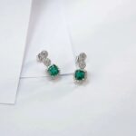 925 Silver Lab-Created Emerald Earrings - Model A73-E2020425 - Image 5