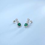 925 Silver Lab-Created Emerald Earrings - Model A73-E2020425 - Image 4