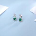 925 Silver Lab-Created Emerald Earrings - Model A73-E2020425 - Image 3