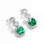 925 Silver Lab-Created Emerald Earrings - Model A73-E2020425 - Image 2