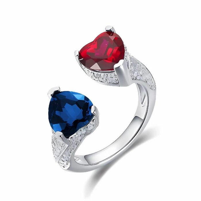 Lab-Created Red & Blue Ring in 925 Silver - Model A73-P2021323B - Image 1