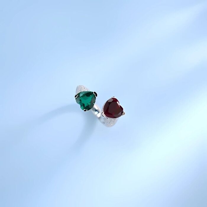 Lab-Created Red & Green Ring in 925 Silver - Model A73-P2021323L - Image 2