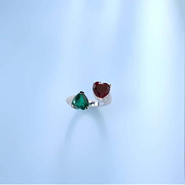 Lab-Created Red & Green Ring in 925 Silver - Model A73-P2021323L - Image 3