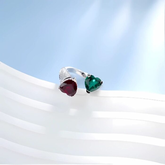Lab-Created Red & Green Ring in 925 Silver - Model A73-P2021323L - Image 4
