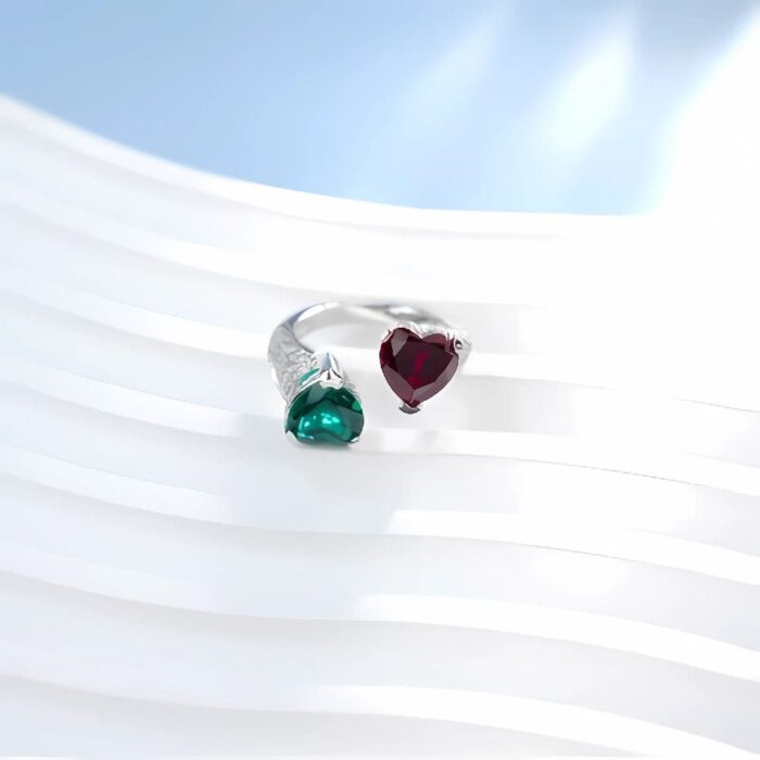 Lab-Created Red & Green Ring in 925 Silver - Model A73-P2021323L - Image 5