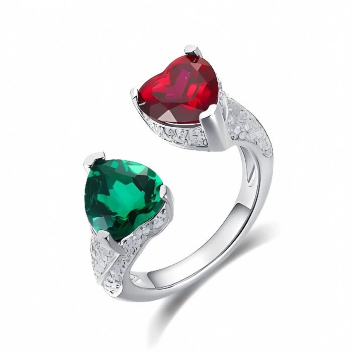 Lab-Created Red & Green Ring in 925 Silver - Model A73-P2021323L - Image 1