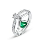 925 Silver Lab-Created Emerald Ring - Model A73-R2020308