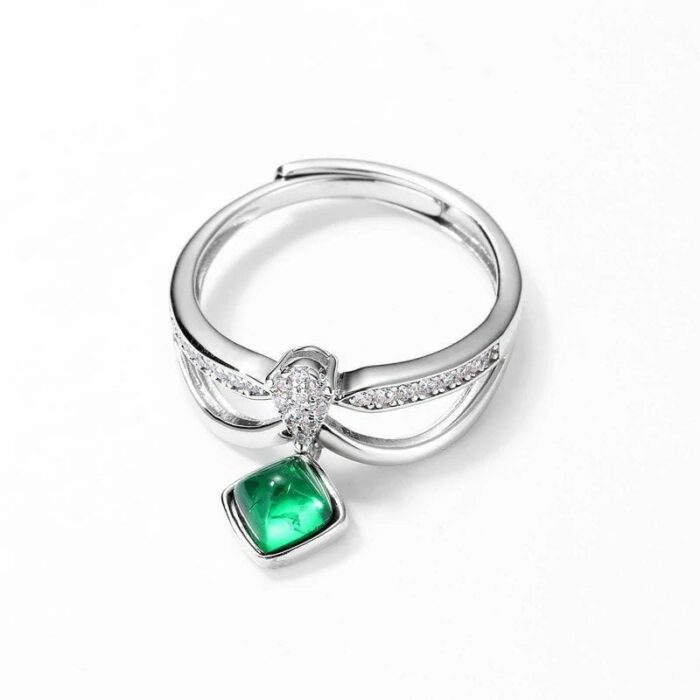 925 Silver Lab-Created Emerald Ring - Model A73-R2020308 - Image 2