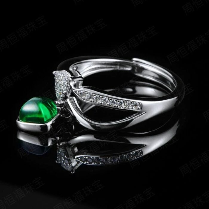 925 Silver Lab-Created Emerald Ring - Model A73-R2020308 - Image 3