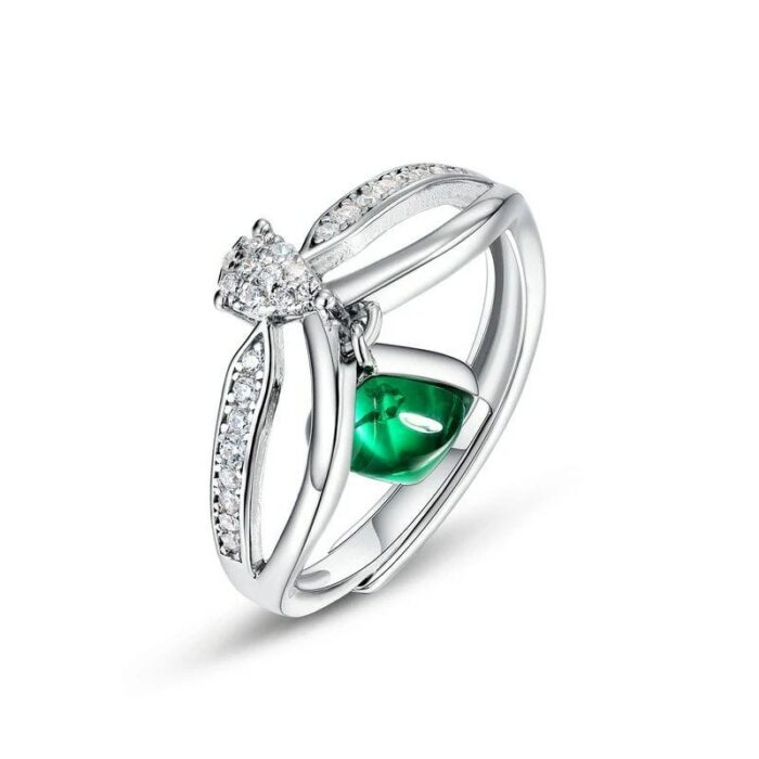 925 Silver Lab-Created Emerald Ring - Model A73-R2020308 - Image 1
