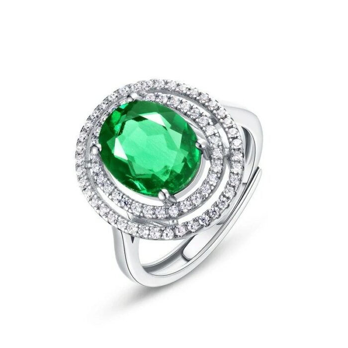 925 Silver Lab-Created Emerald Ring - Model A73-R2020501 - Image 1
