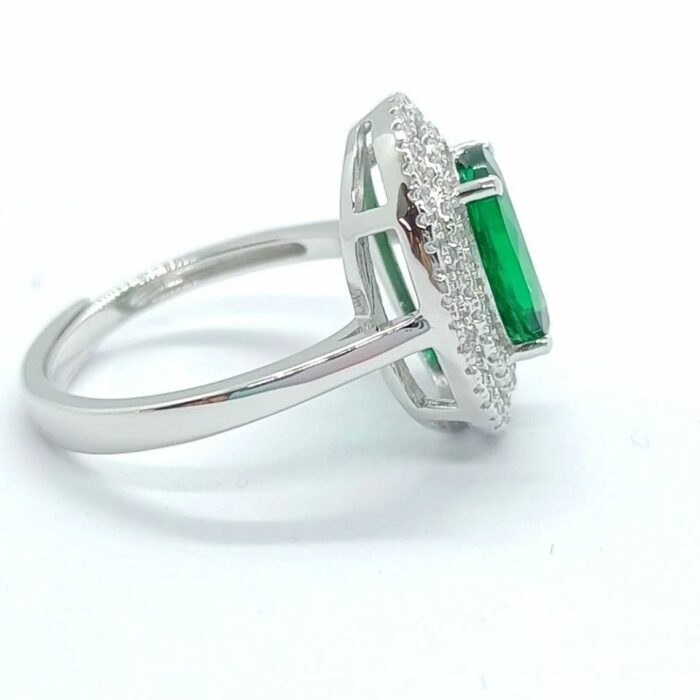 925 Silver Lab-Created Emerald Ring - Model A73-R2020501 - Image 4
