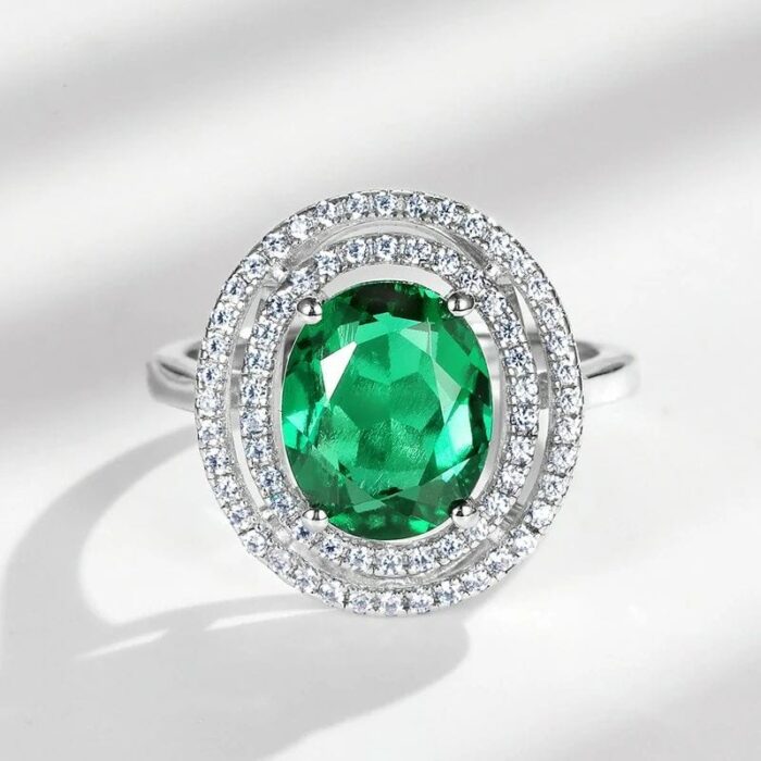 925 Silver Lab-Created Emerald Ring - Model A73-R2020501 - Image 2