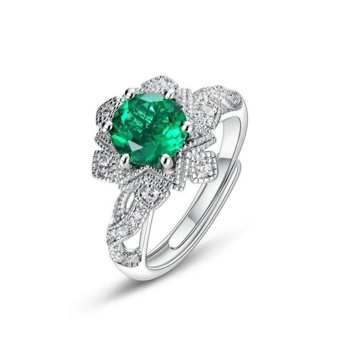 925 Silver Lab-Created Emerald Ring - Model A73-R2020876 - Image 1