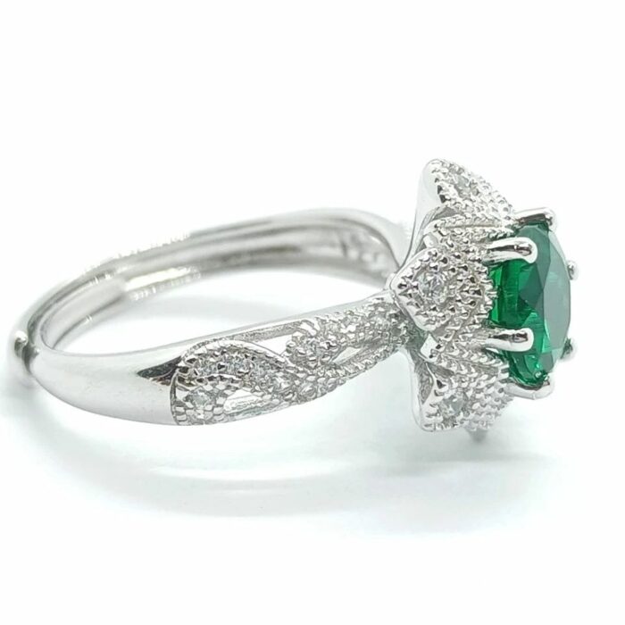 925 Silver Lab-Created Emerald Ring - Model A73-R2020876 - Image 4