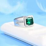 Lab-Created Emerald Men's Ring in 925 Silver - Model A73-R2020878 - Image 2