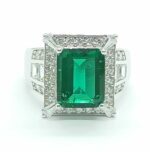 925 Silver Lab-Created Emerald Women's Ring - Model A73-R2020974