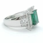 925 Silver Lab-Created Emerald Women's Ring - Model A73-R2020974 - Image 2