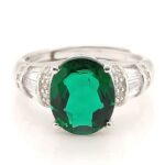 925 Silver Lab-Created Emerald Ring - Model A73-R2020996