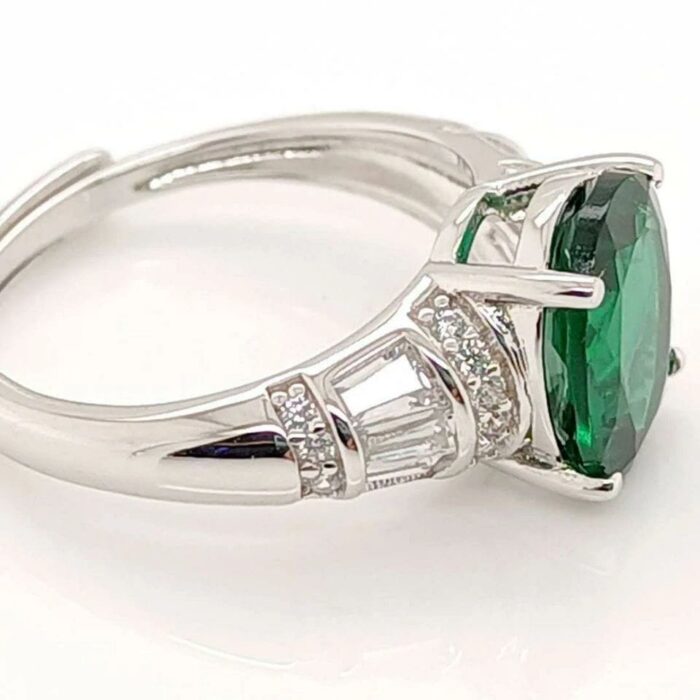 925 Silver Lab-Created Emerald Ring - Model A73-R2020996 - Image 2